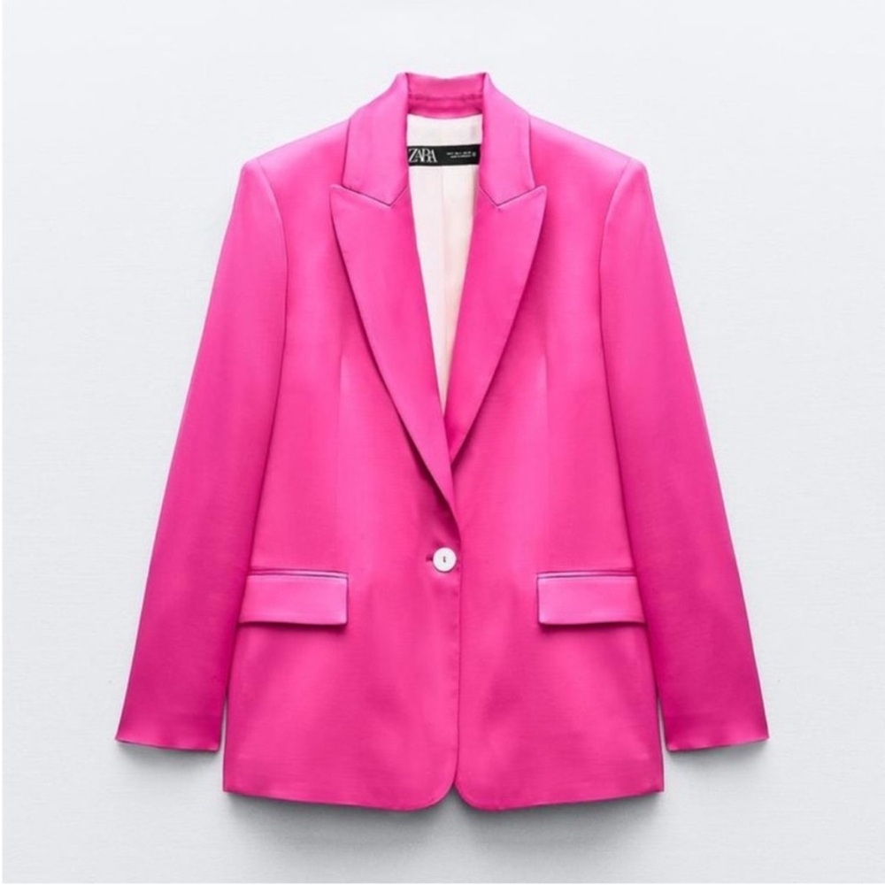 ZARA 2 PIECES MATCHING SET SATIN EFFECT BLAZER & SATIN EFFECT STRAIGHT LEG PANTS - Picture 13 of 16